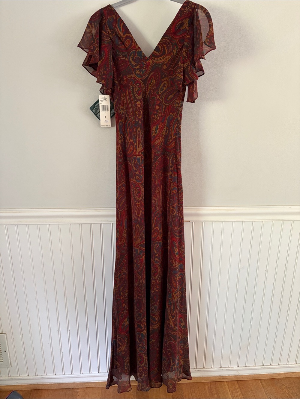 Vintage Dead Stock Ralph Lauren Tahoe Maxi Dress in Cordovan Paisley 100% Silk